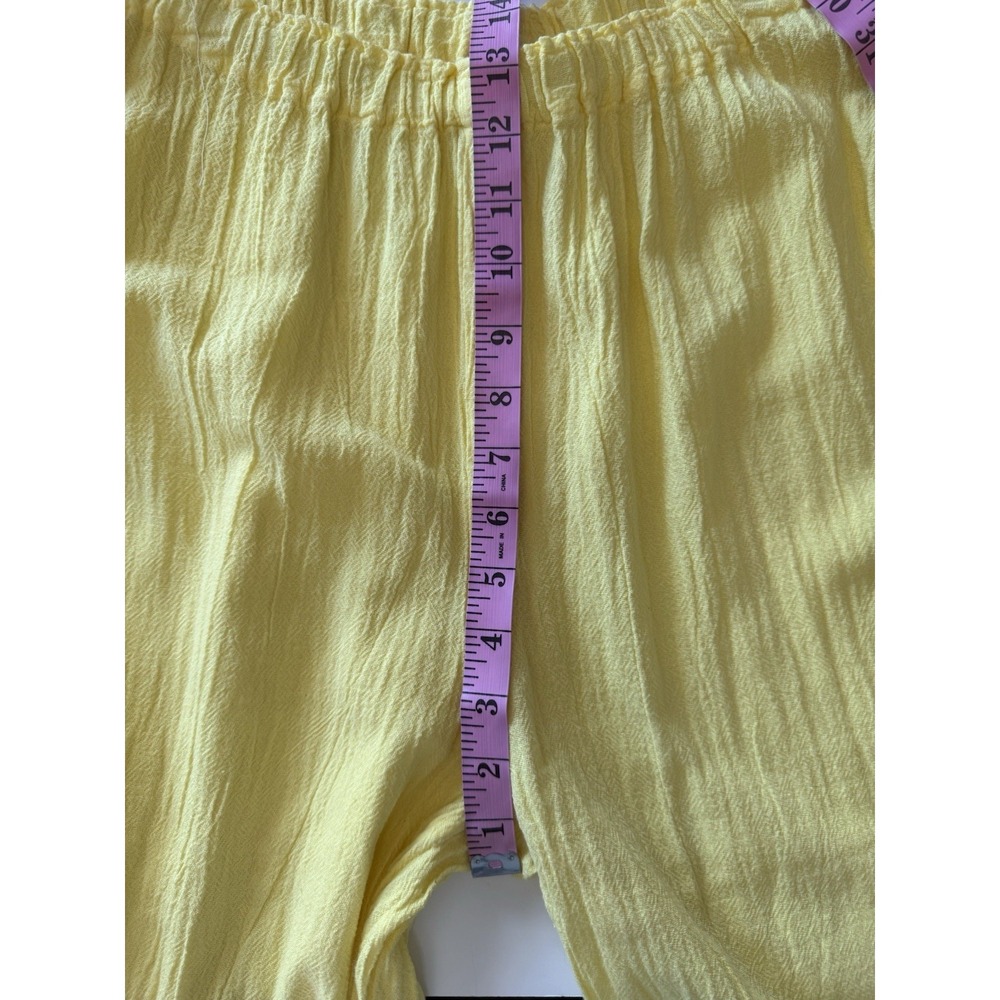 Oh My Gauze Wide Leg Pants Crop Pull On Elastic Sz 2/XL Beach Lagenlook Yellow - Picture 10 of 13